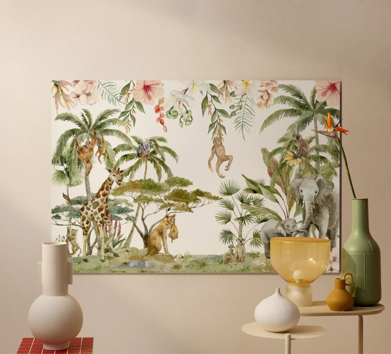 Nursery Watercolor Exotic African Animals Safari poster by Vintage World - Uta Naumann