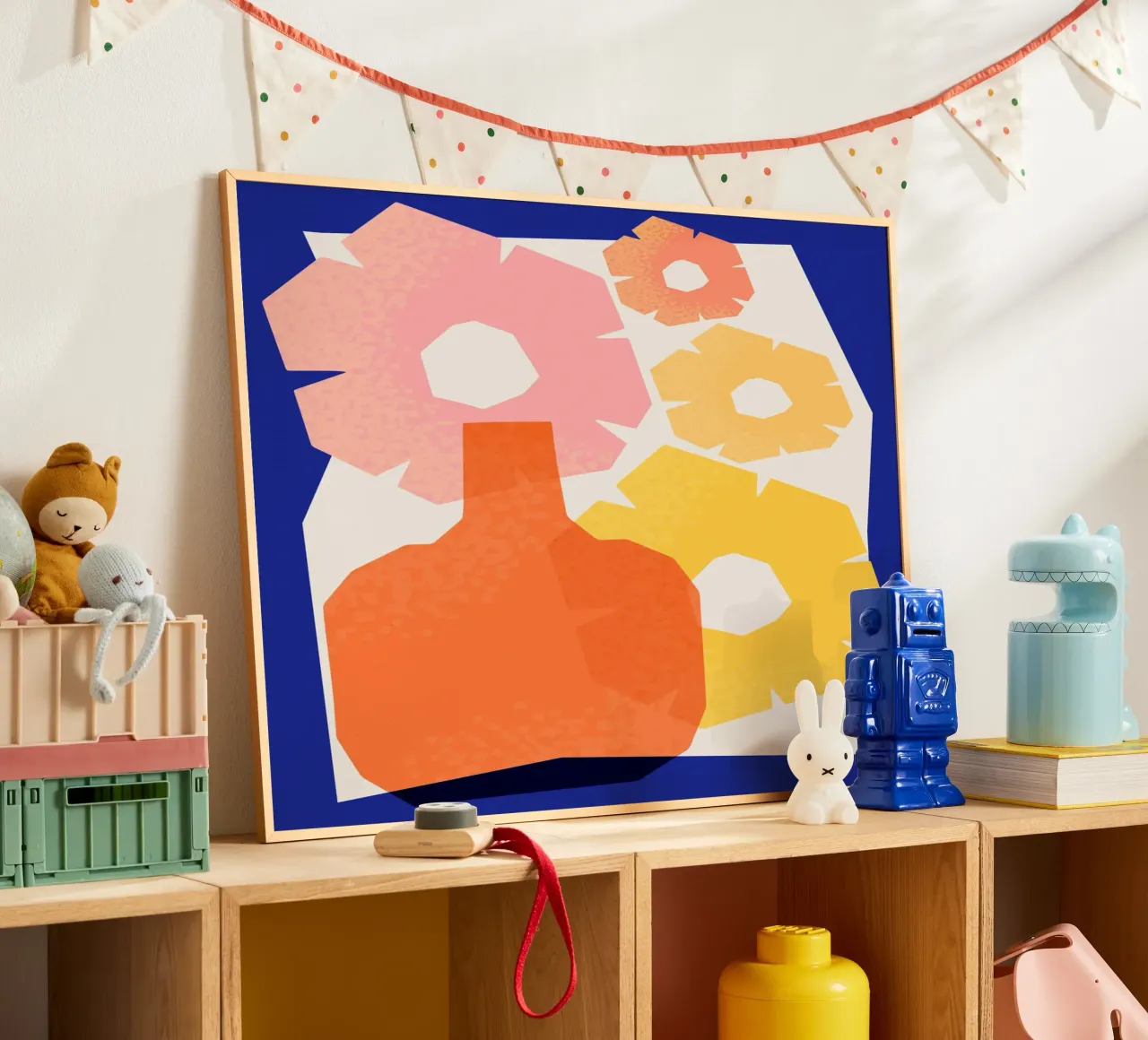 Geometric Joy No 3 poster con telaio in plastica da treechild