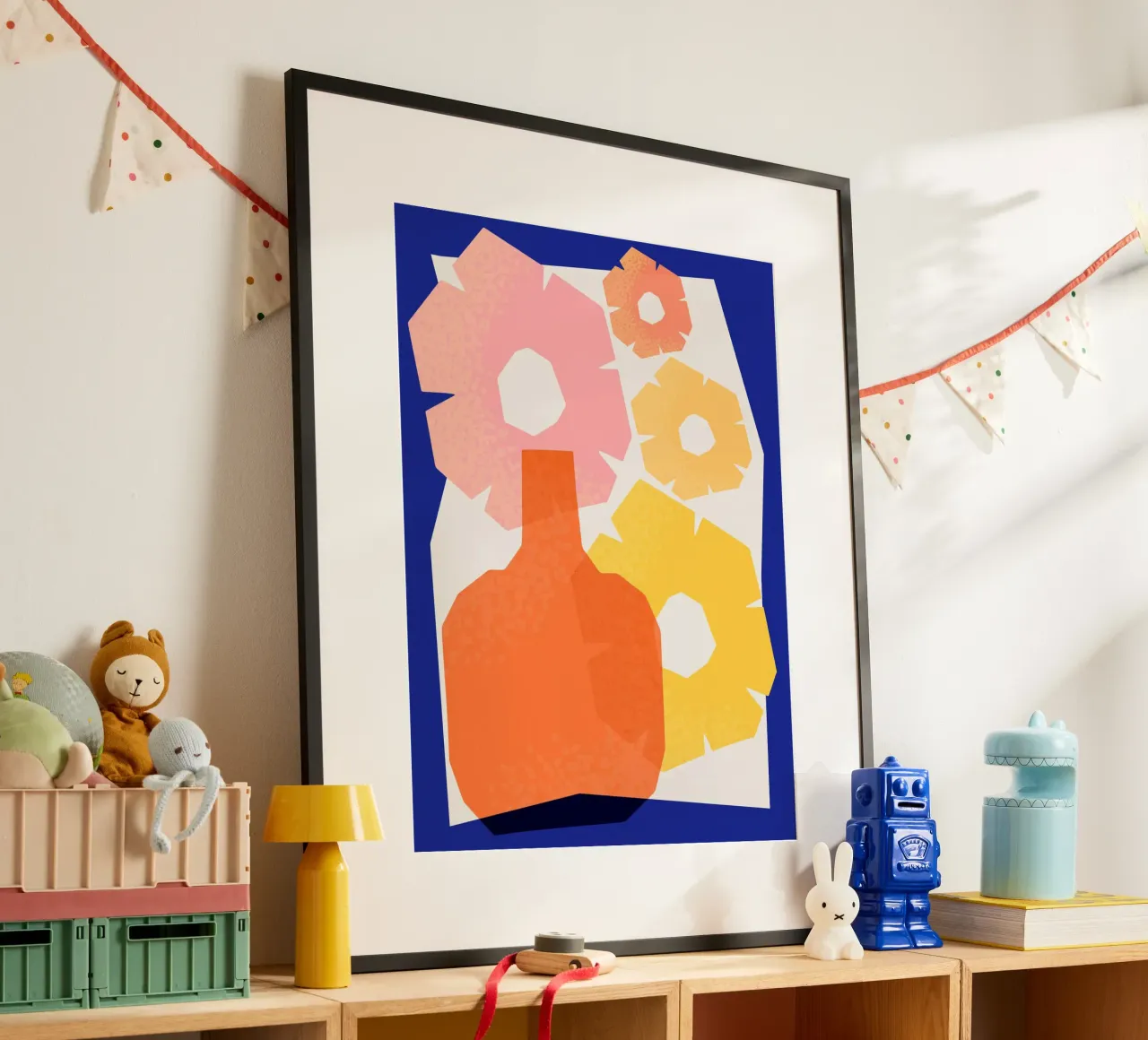 Geometric Joy No 3 poster con telaio in plastica da treechild