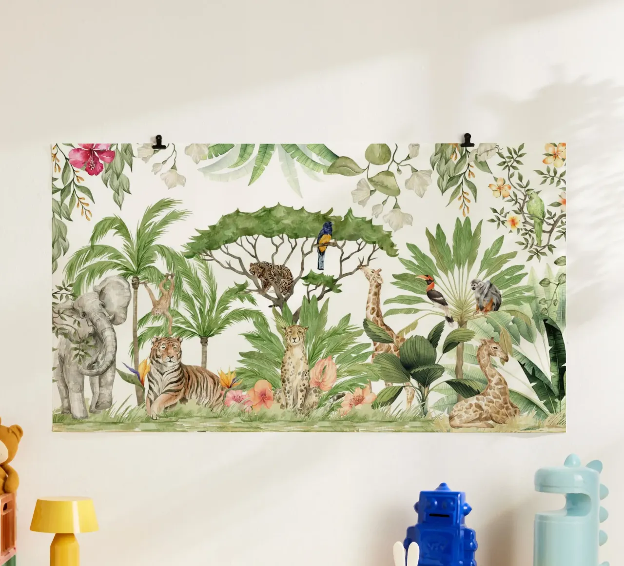 Nursery Watercolor Exotic African Animals Safari 1 poster by Vintage World - Uta Naumann