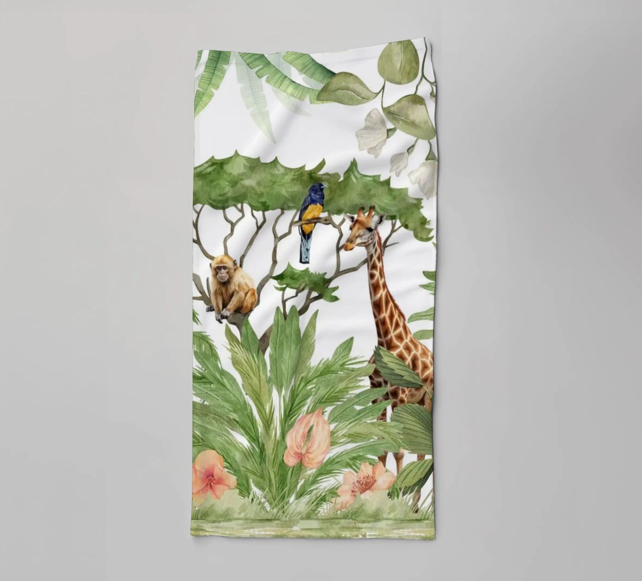 Nursery Watercolor Exotic African Animals Safari 3 serviette de bain de Vintage World - Uta Naumann