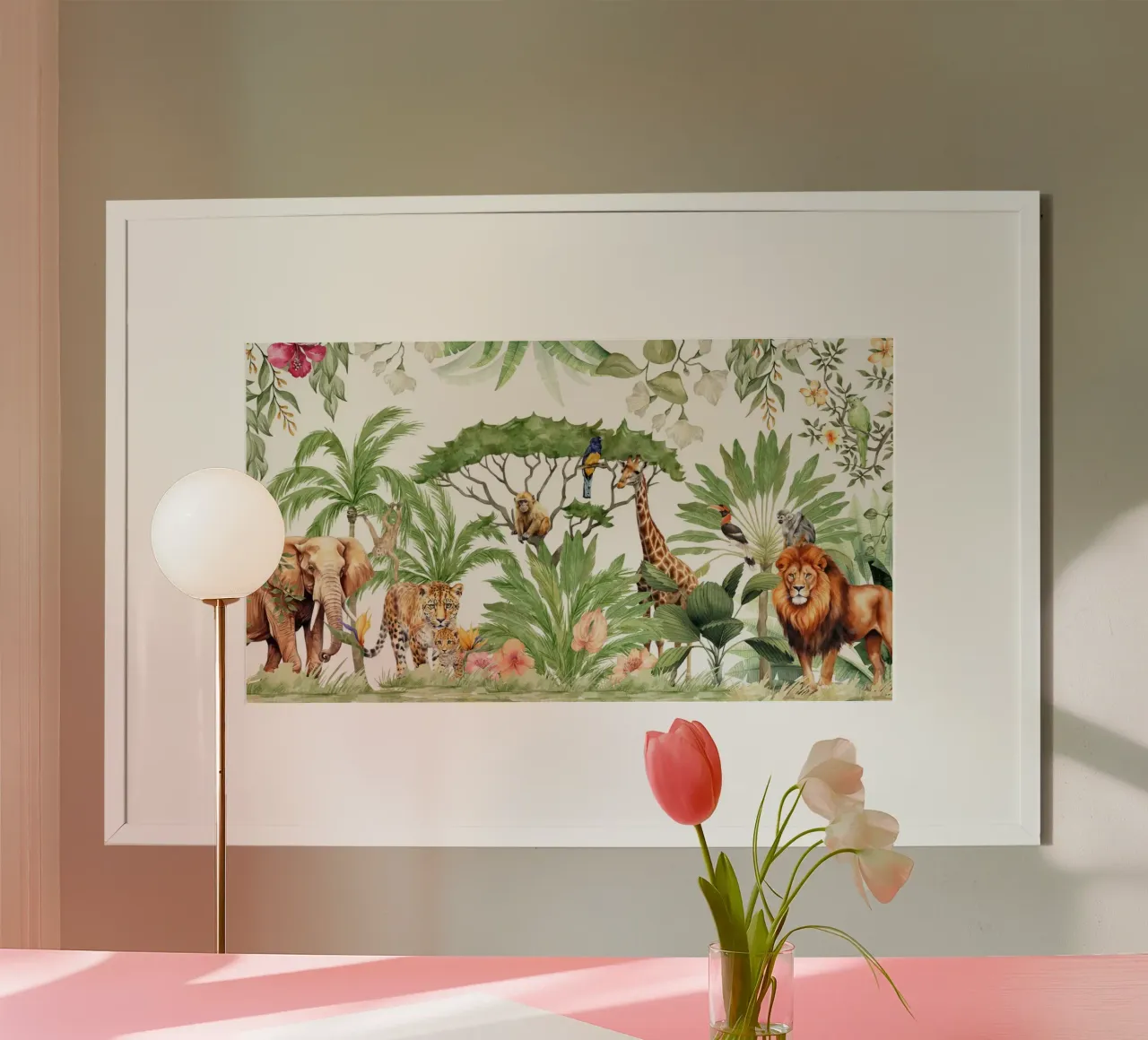 Nursery Watercolor Exotic African Animals Safari 3 poster by Vintage World - Uta Naumann