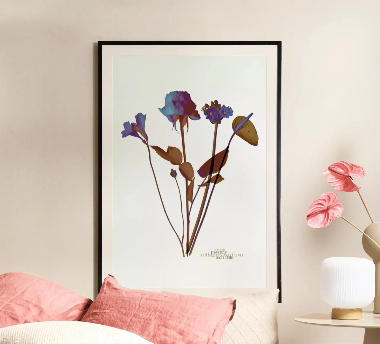 Ode aux Fleurs (Blue) poster con telaio in alluminio da BlauMaschine