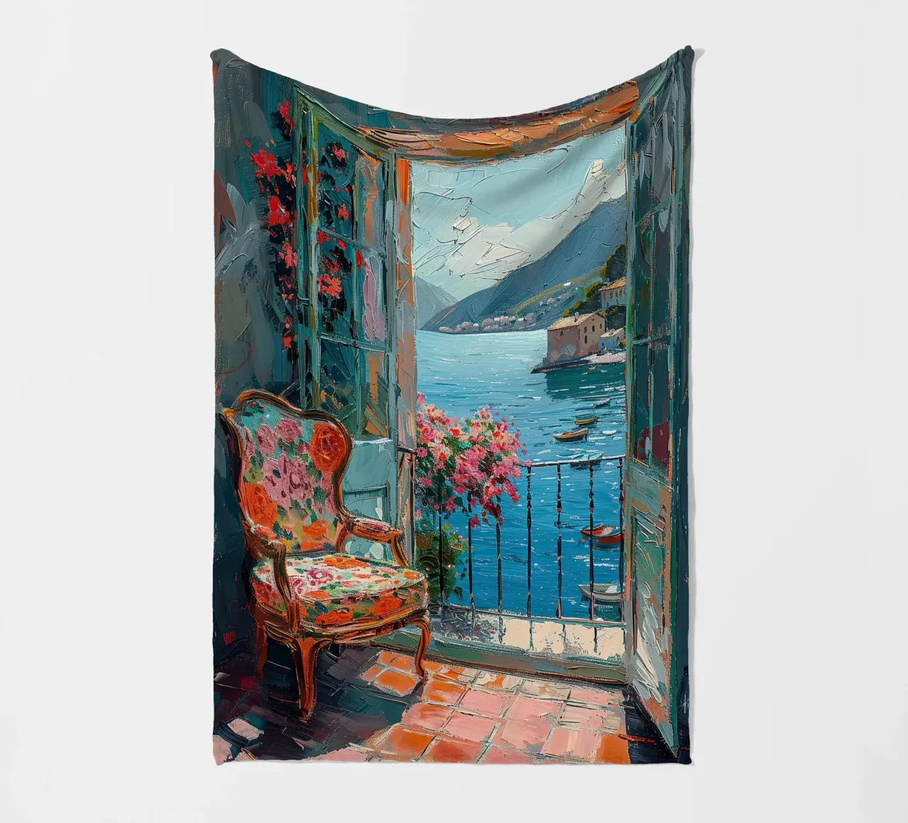 Serenity Framed in Color fleece blanket by Nikis Art Studio