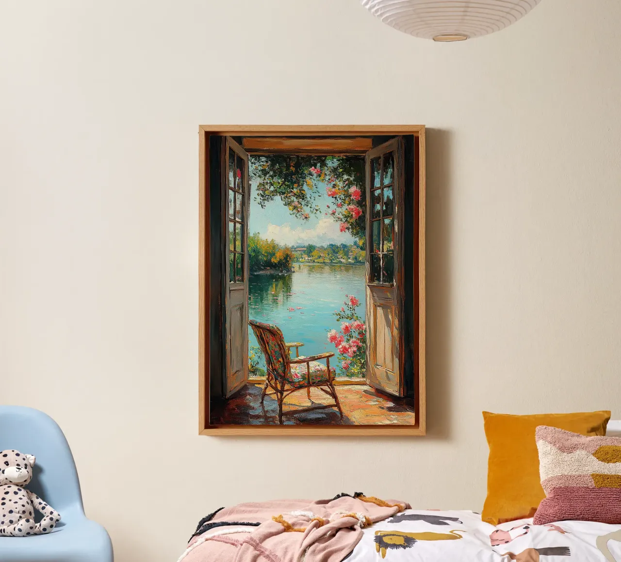 Henri Matisse inspiriert "Windows to Serenity" canvas with Floater frame by Nikis Art Studio
