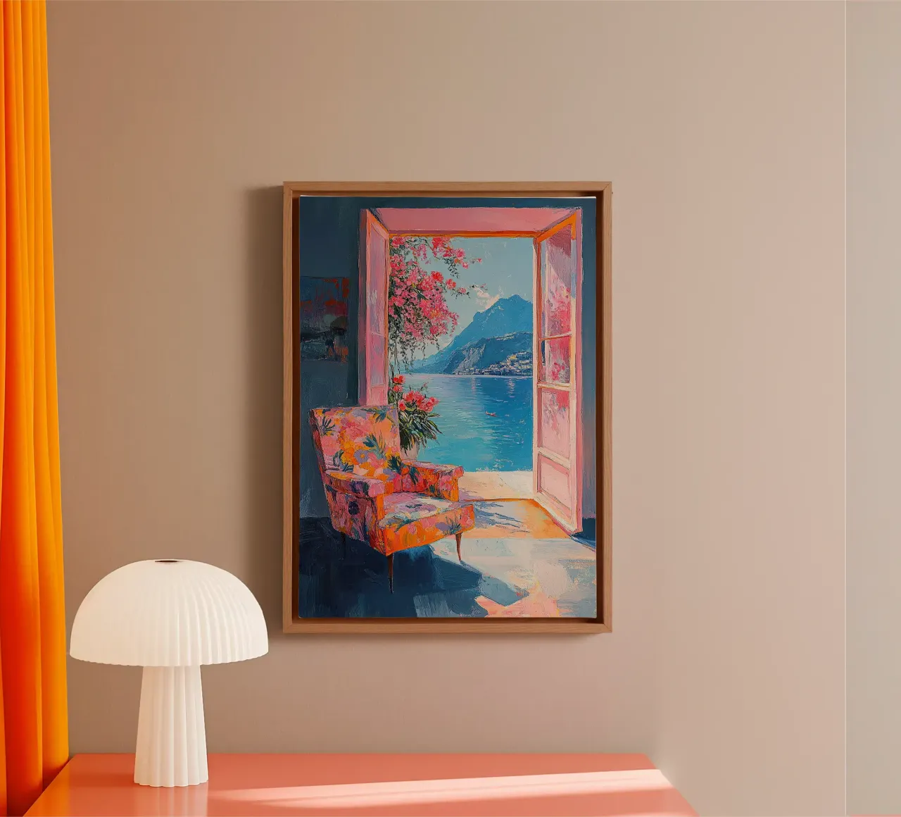 Henri Matisse inspiriert "Calm Beyond the Pane" canvas with Floater frame by Nikis Art Studio