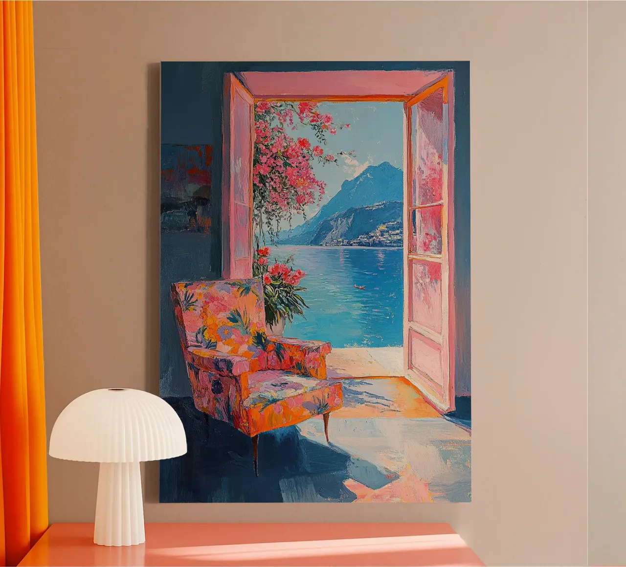 Henri Matisse inspiriert "Calm Beyond the Pane" canvas with Floater frame by Nikis Art Studio