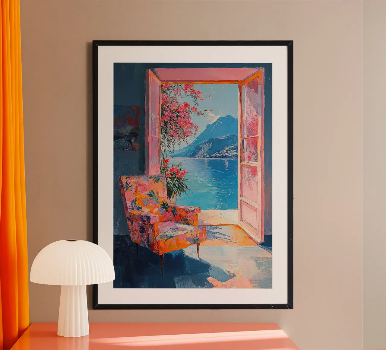 Henri Matisse inspireert "Rust achter de ruit". poster met kunststof frame van Nikis Art Studio