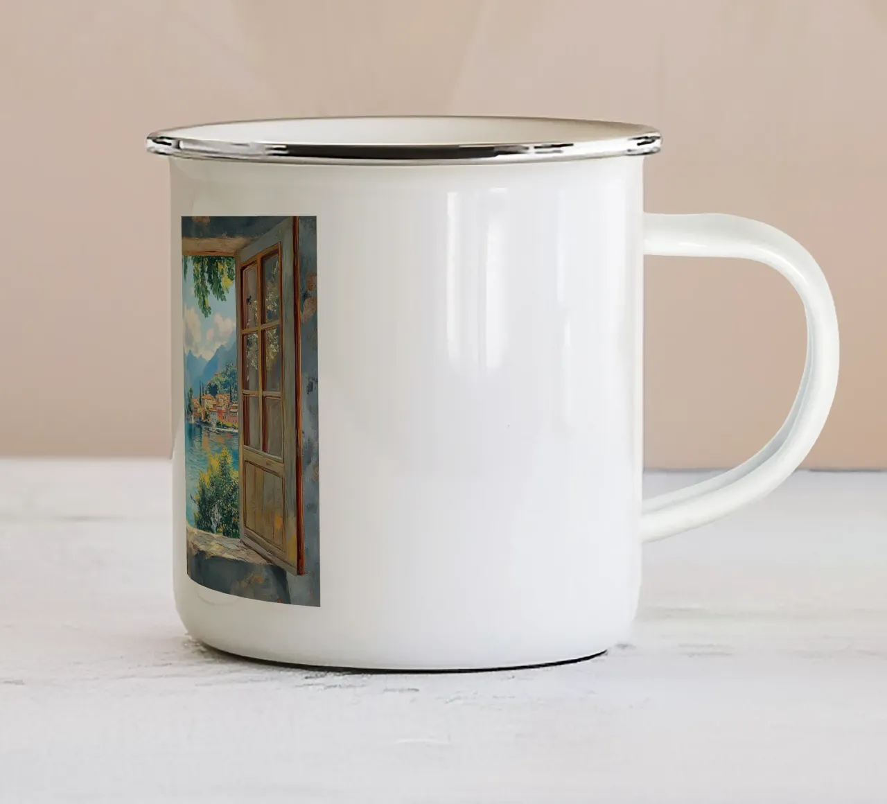 Matisse ha ispirato "Aria, luce e colore". tazza in smalto da Nikis Art Studio