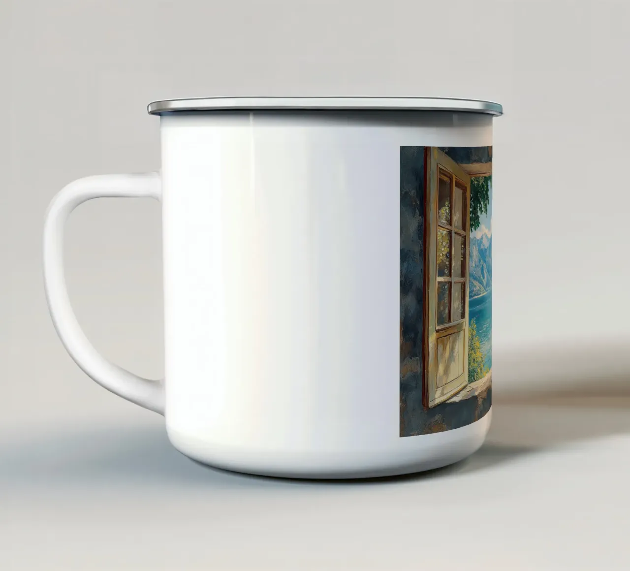 Matisse ha ispirato "Aria, luce e colore". tazza in smalto da Nikis Art Studio