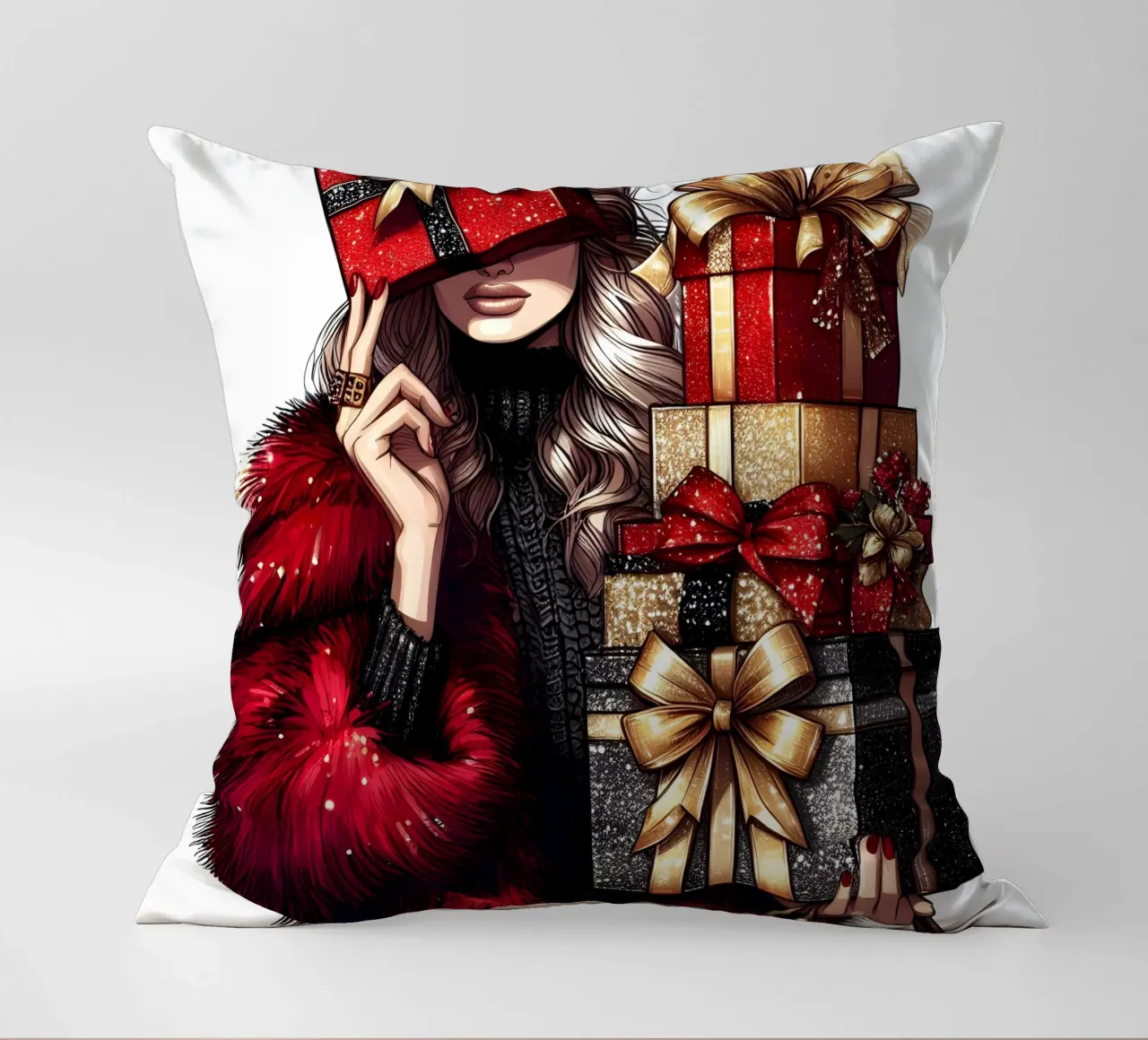 CHRISTMAS SHOPPING IN LONDON decorative cushion by ARTOMATIC