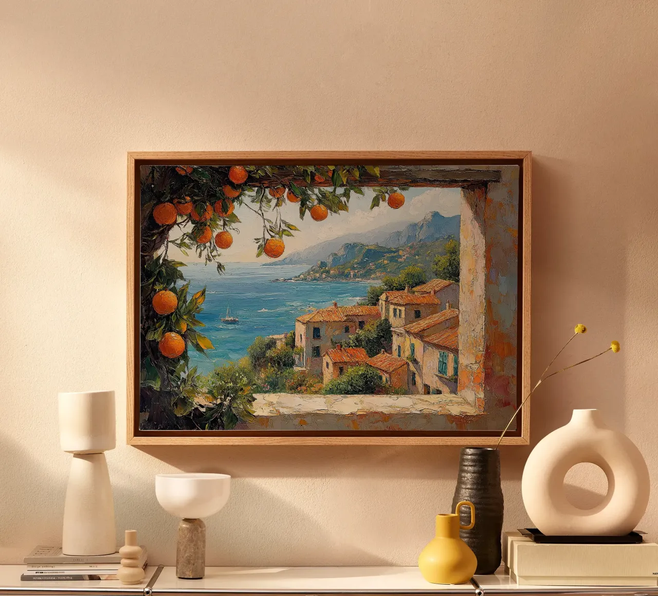 Zonovergoten Symfonie canvas met Baklijst van Nikis Art Studio