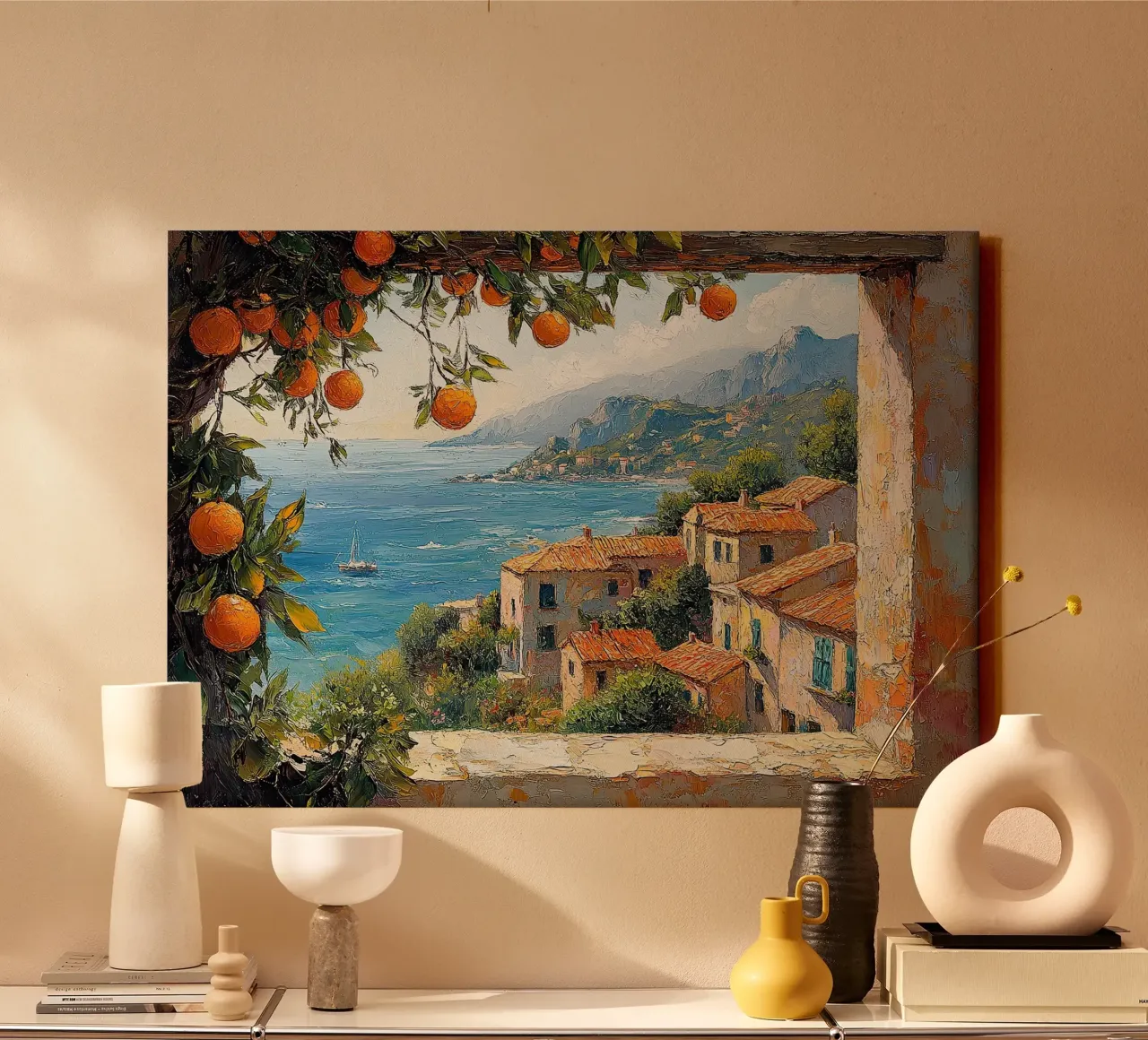 Zonovergoten Symfonie canvas met Baklijst van Nikis Art Studio