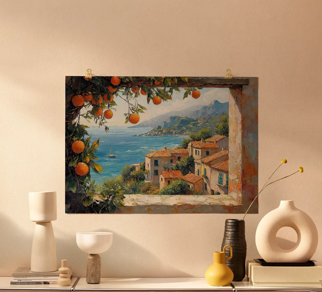 Zonovergoten Symfonie poster met houten frame van Nikis Art Studio