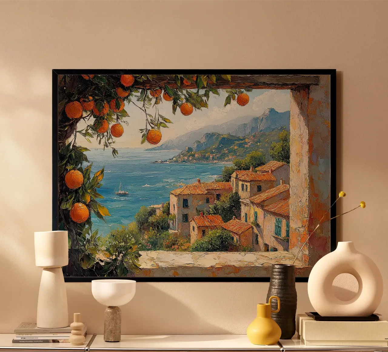 Zonovergoten Symfonie poster met houten frame van Nikis Art Studio