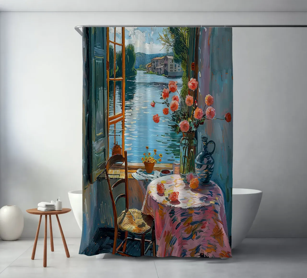 Il mondo ci aspetta tenda da doccia da Nikis Art Studio