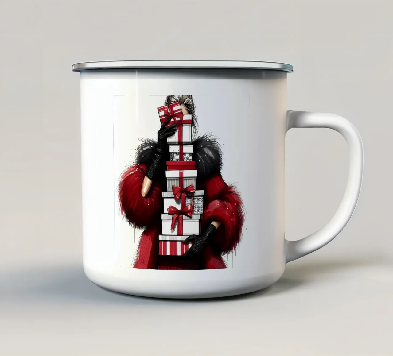 SHOPPING NATALIZIO A PARIGI tazza in smalto da ARTOMATIC