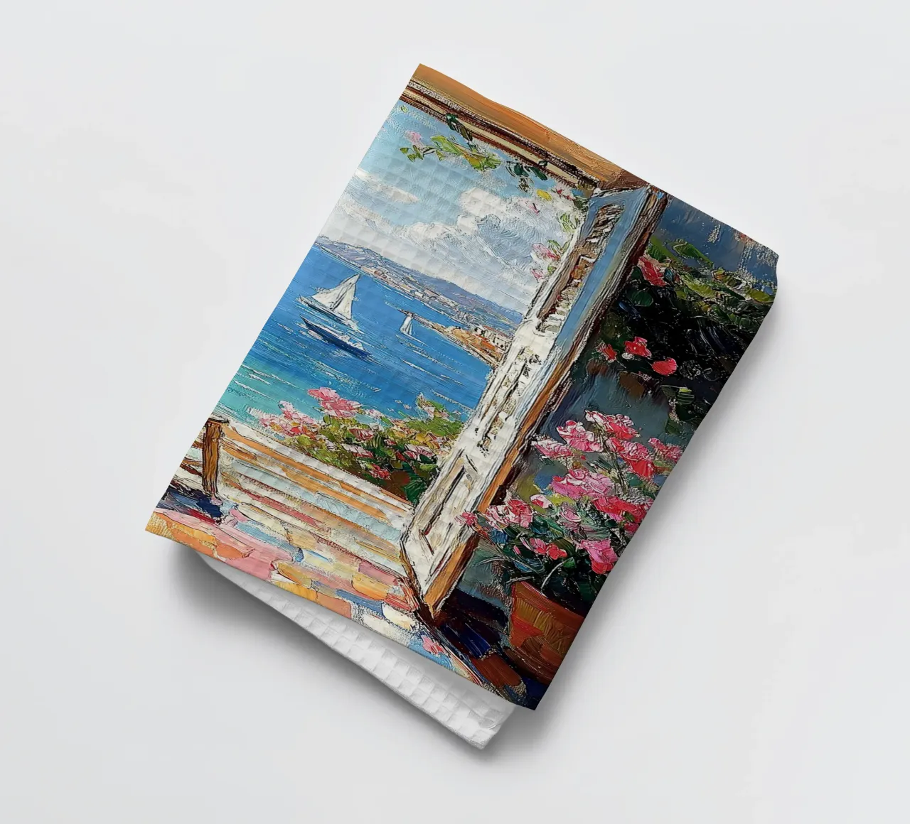 Matisse inspire Open Window "À travers l'ombre et la lumière". torchon de Nikis Art Studio