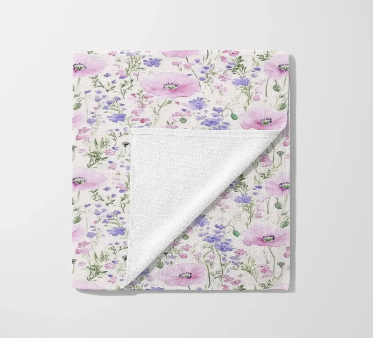 Vintage Botanical Pink Poppy Spring Flower Retro Floral Boho telo mare da Gentle Echoes Art