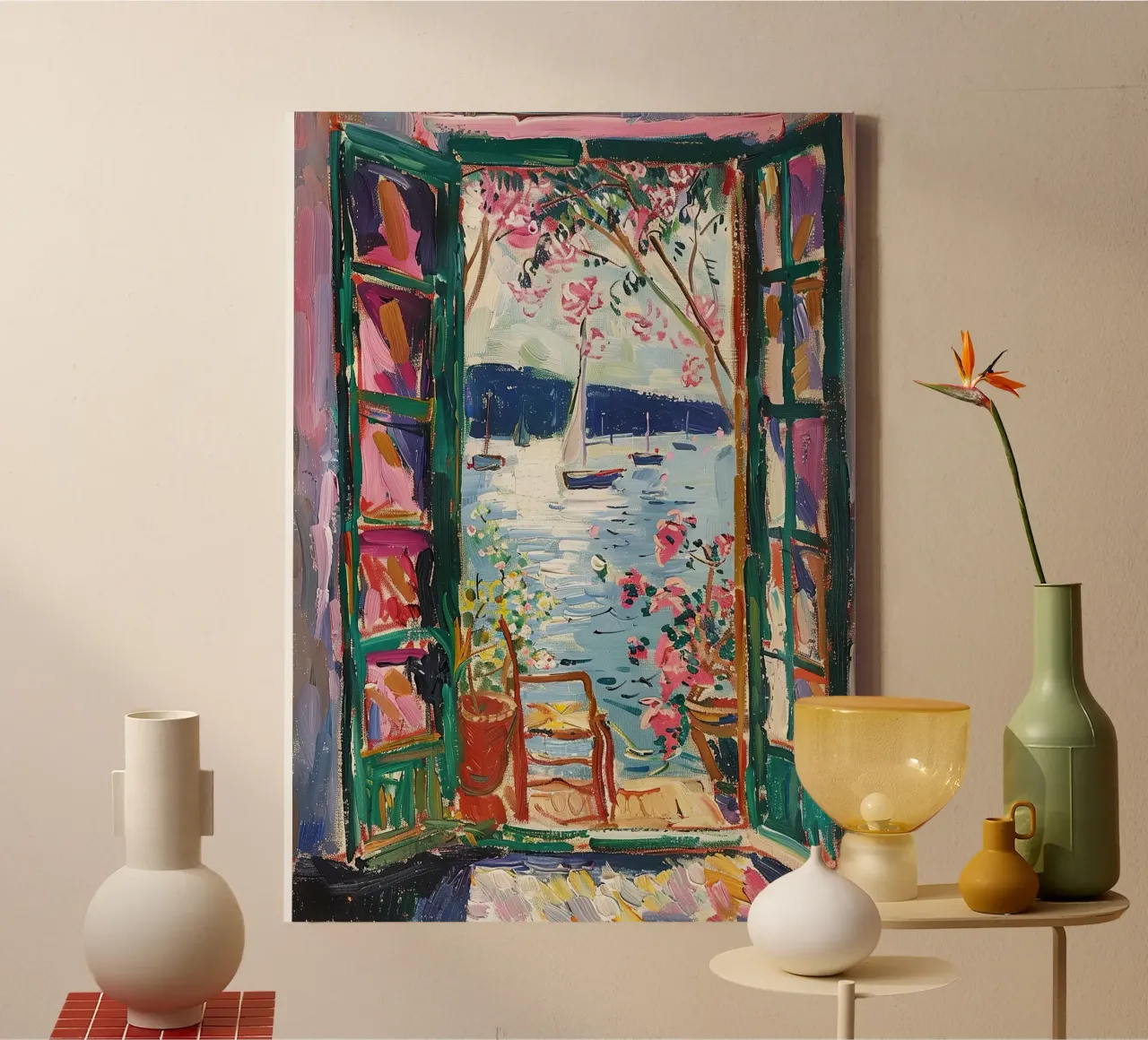 Matisse inspires Open Window "The Breeze Beckons" canvas by Nikis Art Studio