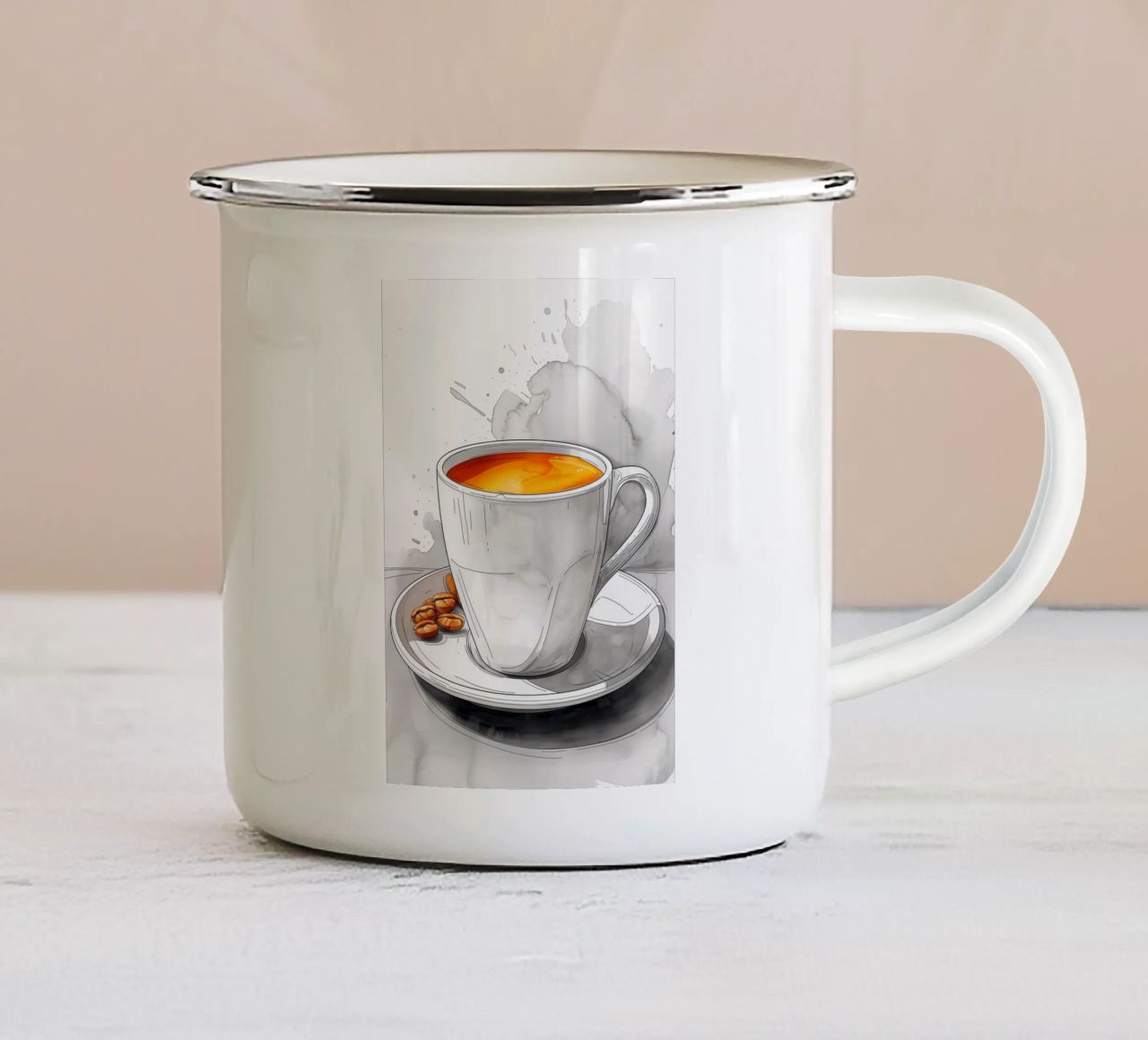 È l'ora del caffè tazza in smalto da Justyna Jaszke JBJart