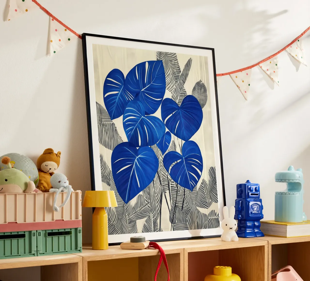 Alocasia blu | Eleganza botanica in stile scandi poster con telaio in plastica da Autofocus