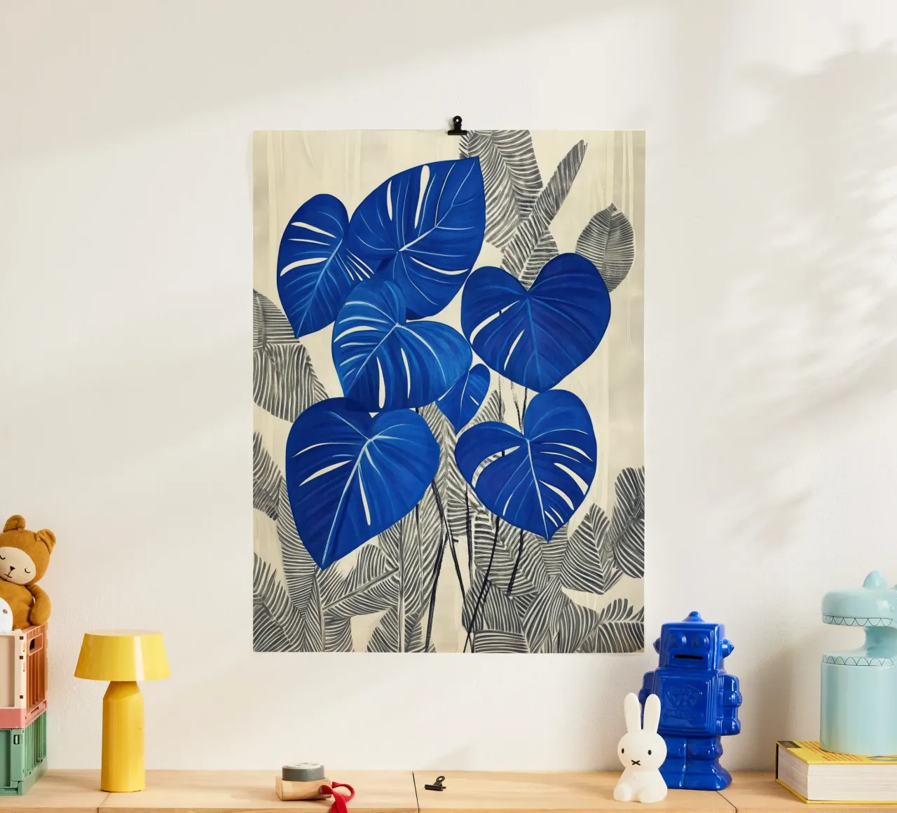 Alocasia blu | Eleganza botanica in stile scandi poster con telaio in plastica da Autofocus