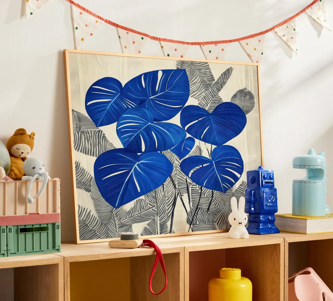 Alocasia blu | Eleganza botanica in stile scandi poster con telaio in plastica da Autofocus