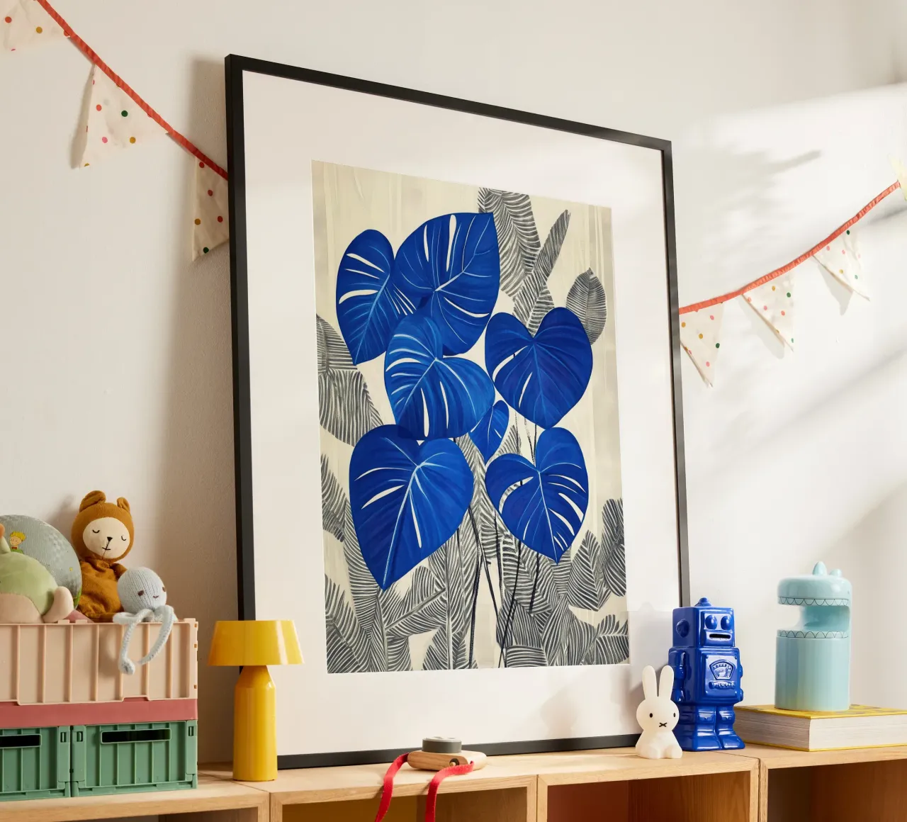 Alocasia blu | Eleganza botanica in stile scandi poster con telaio in plastica da Autofocus