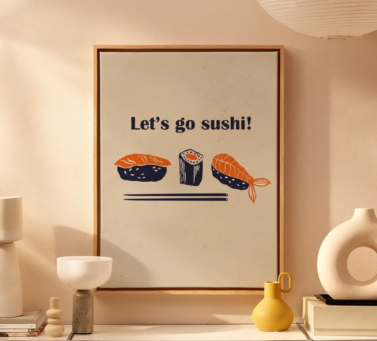 Let's go sushi! canvas with Floater frame by Indigo Rain