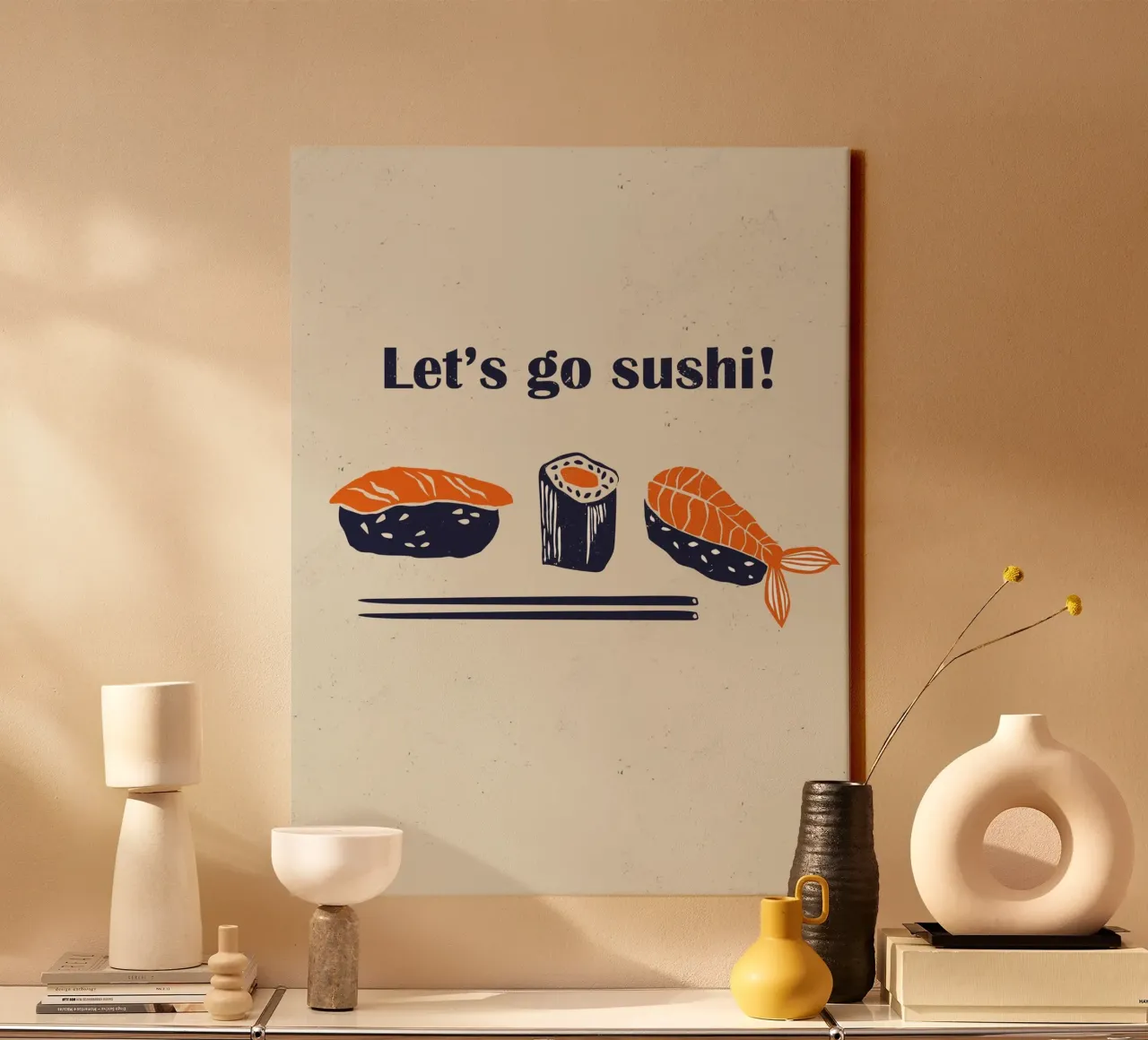 Let's go sushi! canvas with Floater frame by Indigo Rain