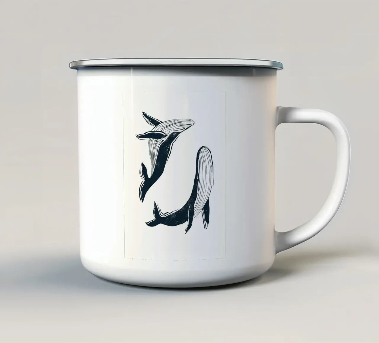 Balene tazza in smalto da Indigo Rain