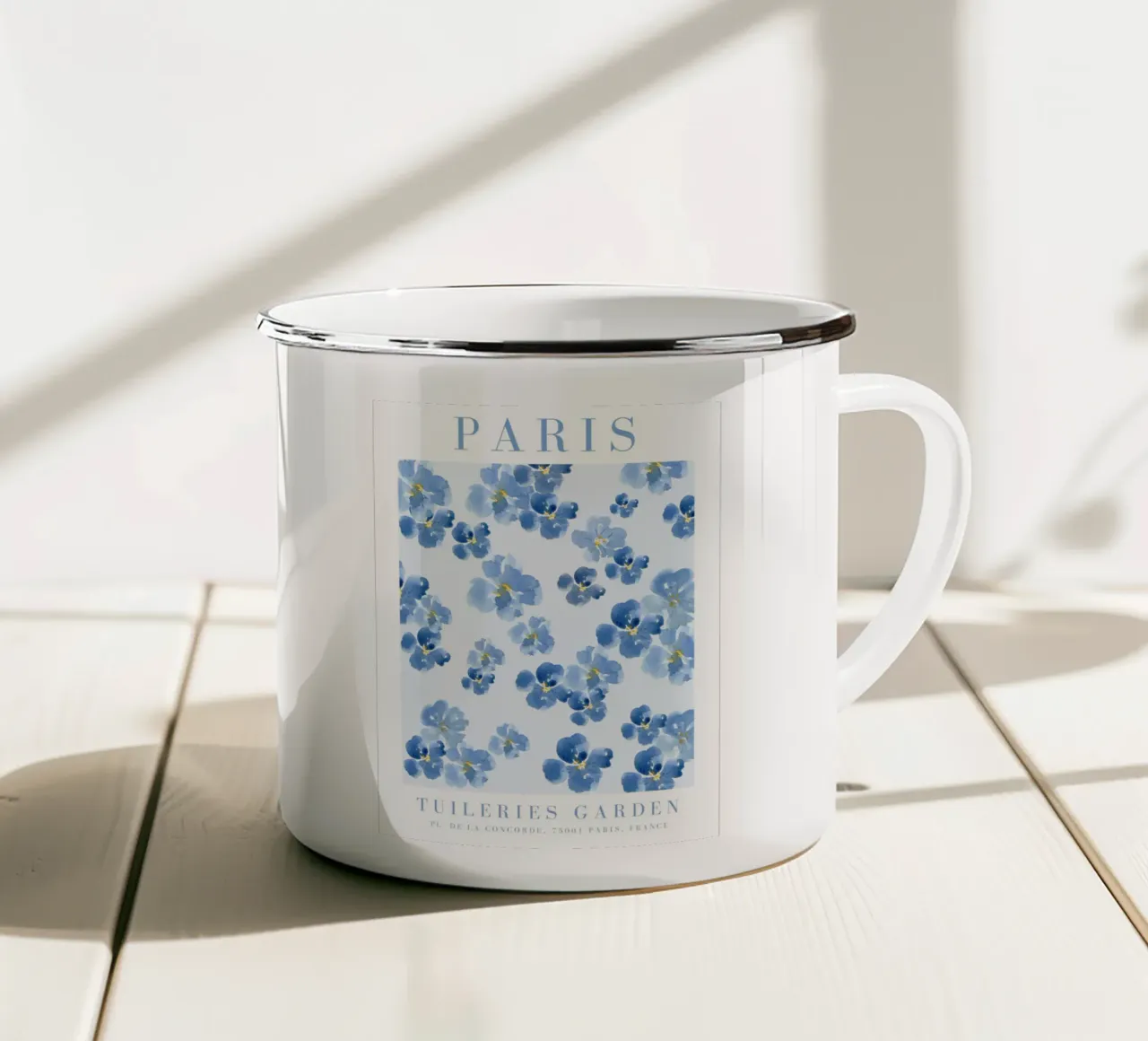 Bloemenprint Parijs emaille mok van Bella Studio
