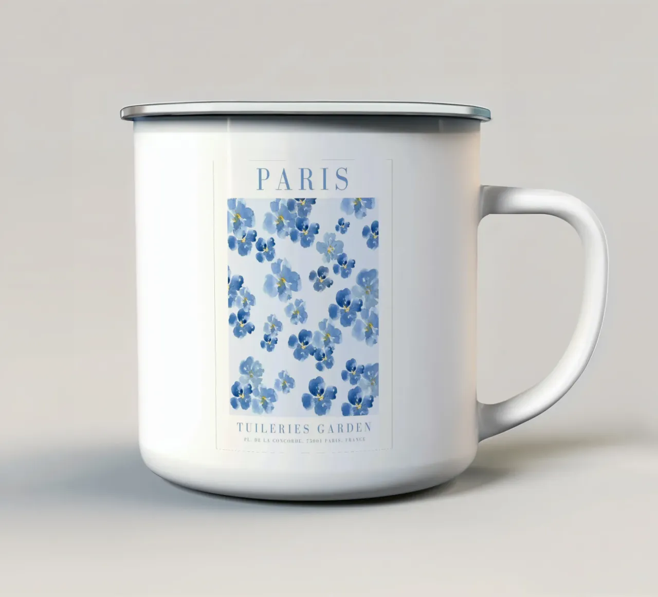 Bloemenprint Parijs emaille mok van Bella Studio