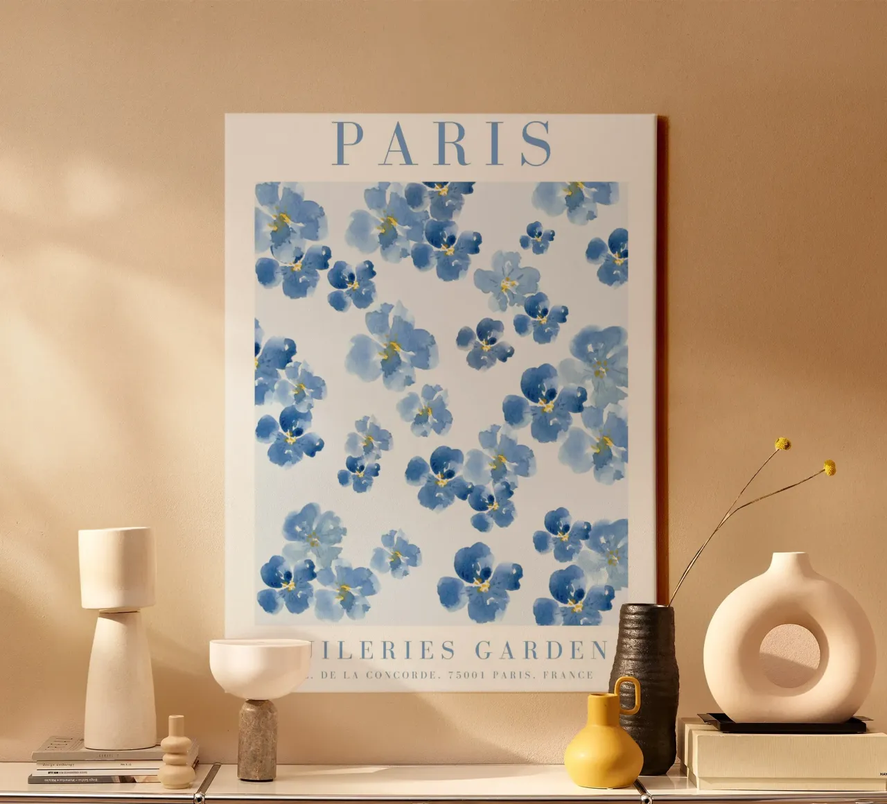 Bloemenprint Parijs canvas met Baklijst van Bella Studio