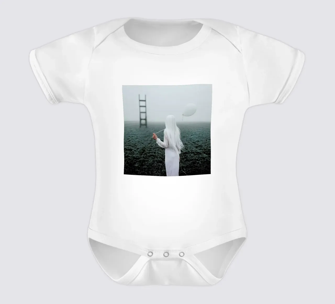 All White short-sleeve baby romper by Jovana Rikalo