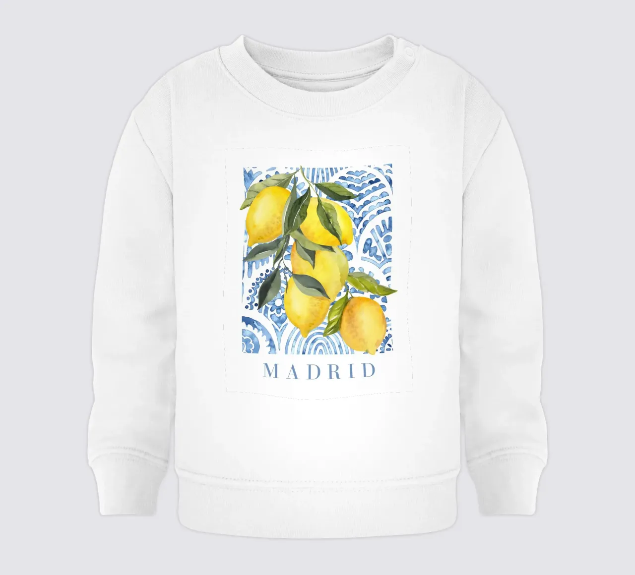 Poster al limone con piastrelle blu felpa neonato da Bella Studio
