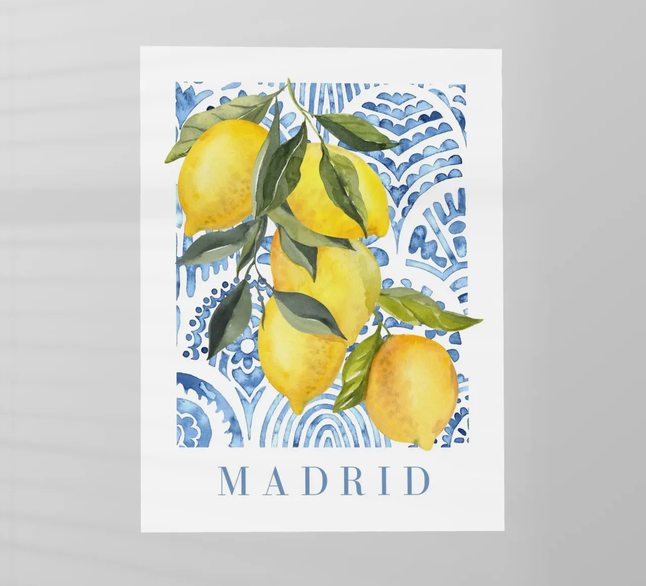 Poster al limone con piastrelle blu pellicola backlit da Bella Studio