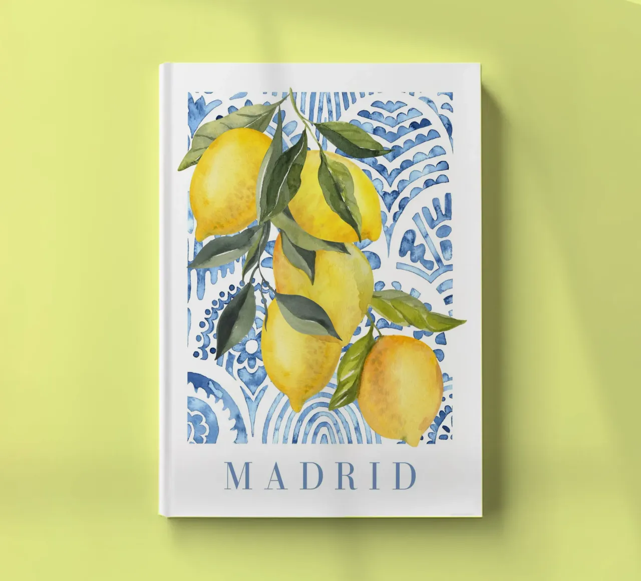 Lemon Poster with Blue Tiles notebook by Bella Studio