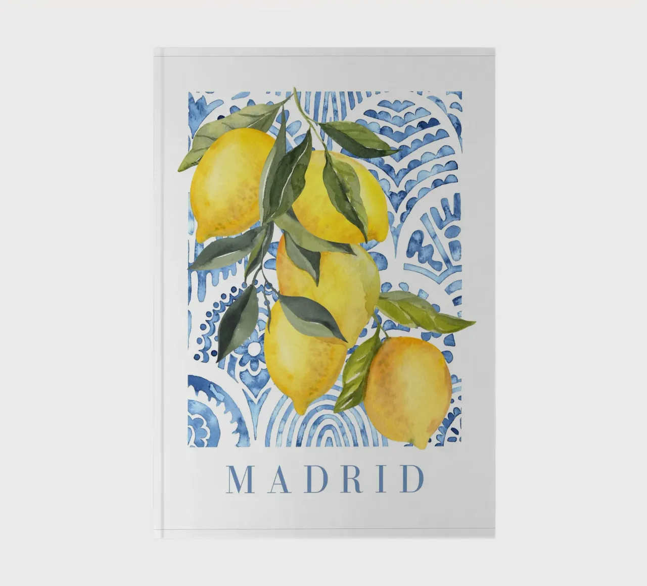 Lemon Poster with Blue Tiles notebook by Bella Studio