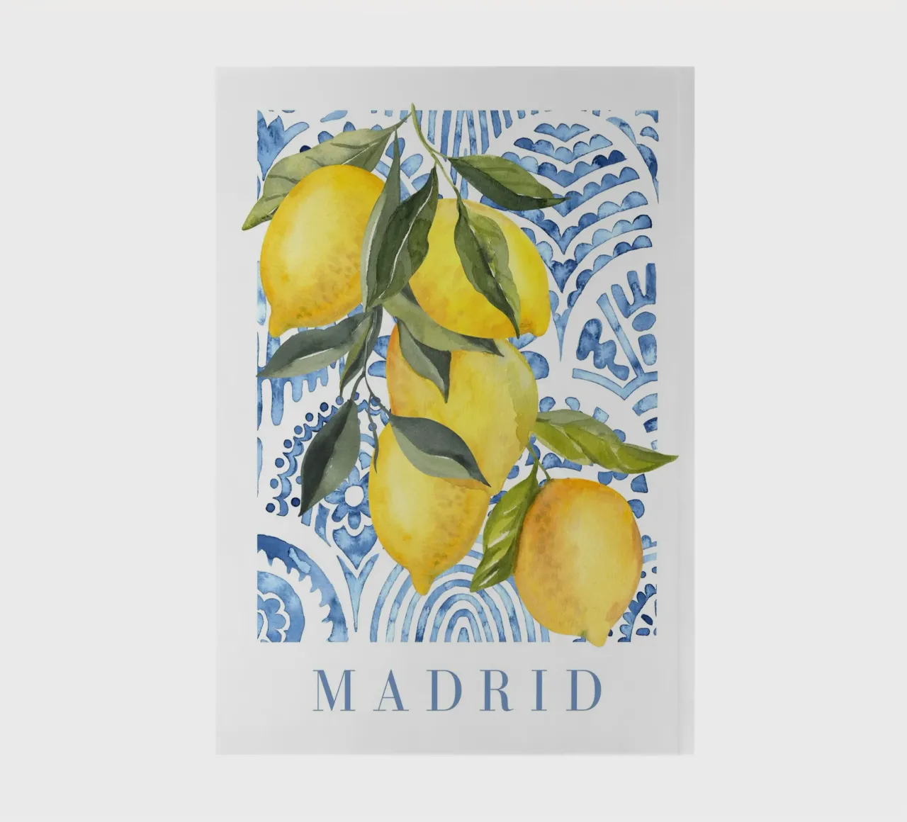Lemon Poster with Blue Tiles notebook by Bella Studio
