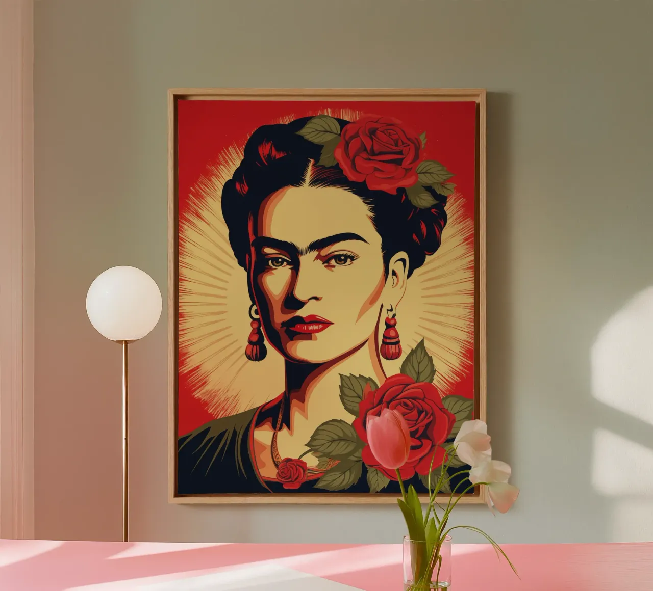 Frida Kahlo come guru | In stile propaganda tela con Cornice a cassetta da Autofocus