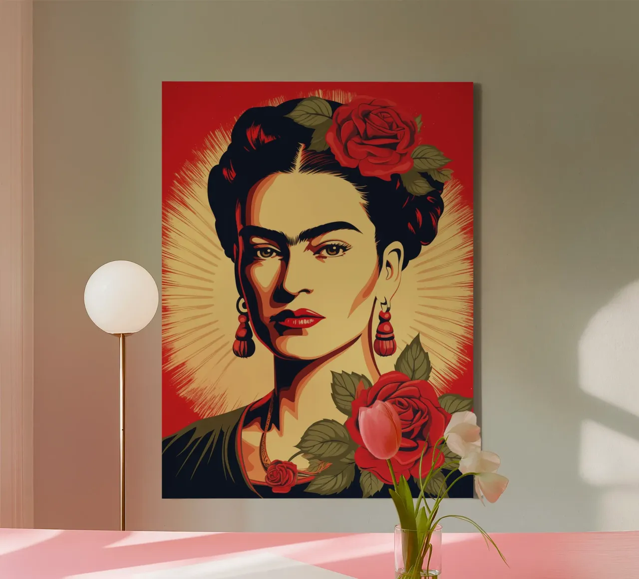 Frida Kahlo come guru | In stile propaganda tela con Cornice a cassetta da Autofocus
