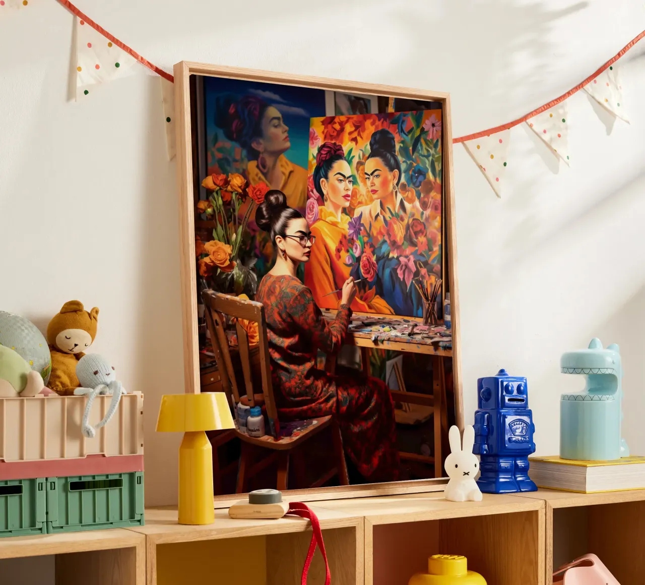Frida Kahlo dipinge Frida Kahlo | Visita in studio tela con Cornice a cassetta da Autofocus