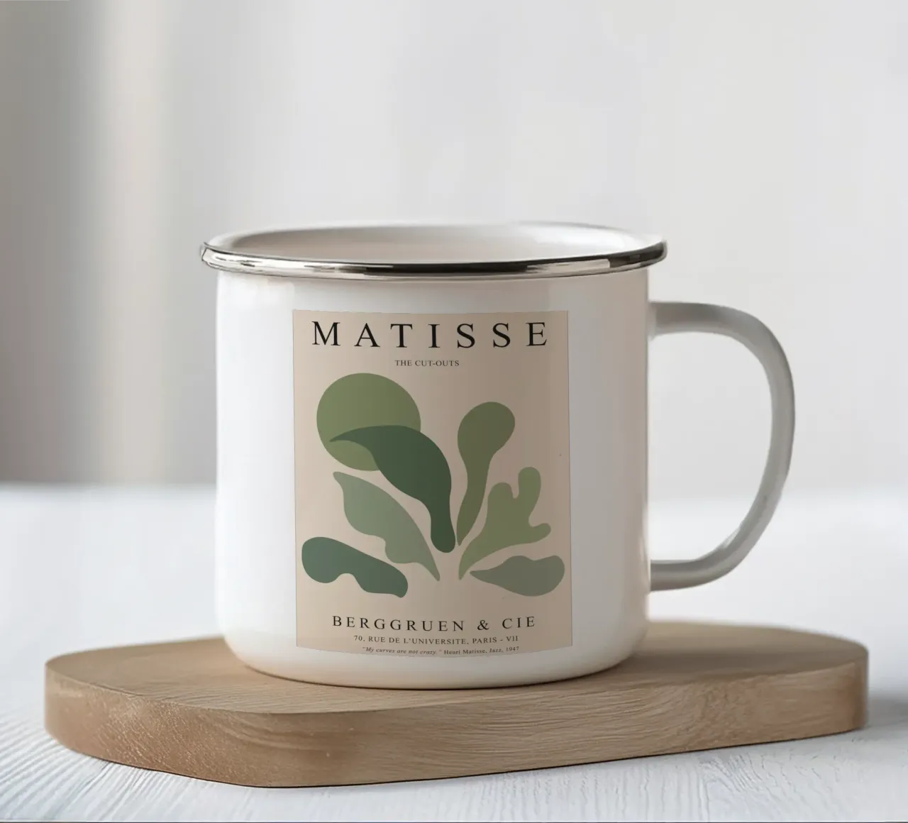 Forme organiche - Design di ispirazione matissiana tazza in smalto da Whole©