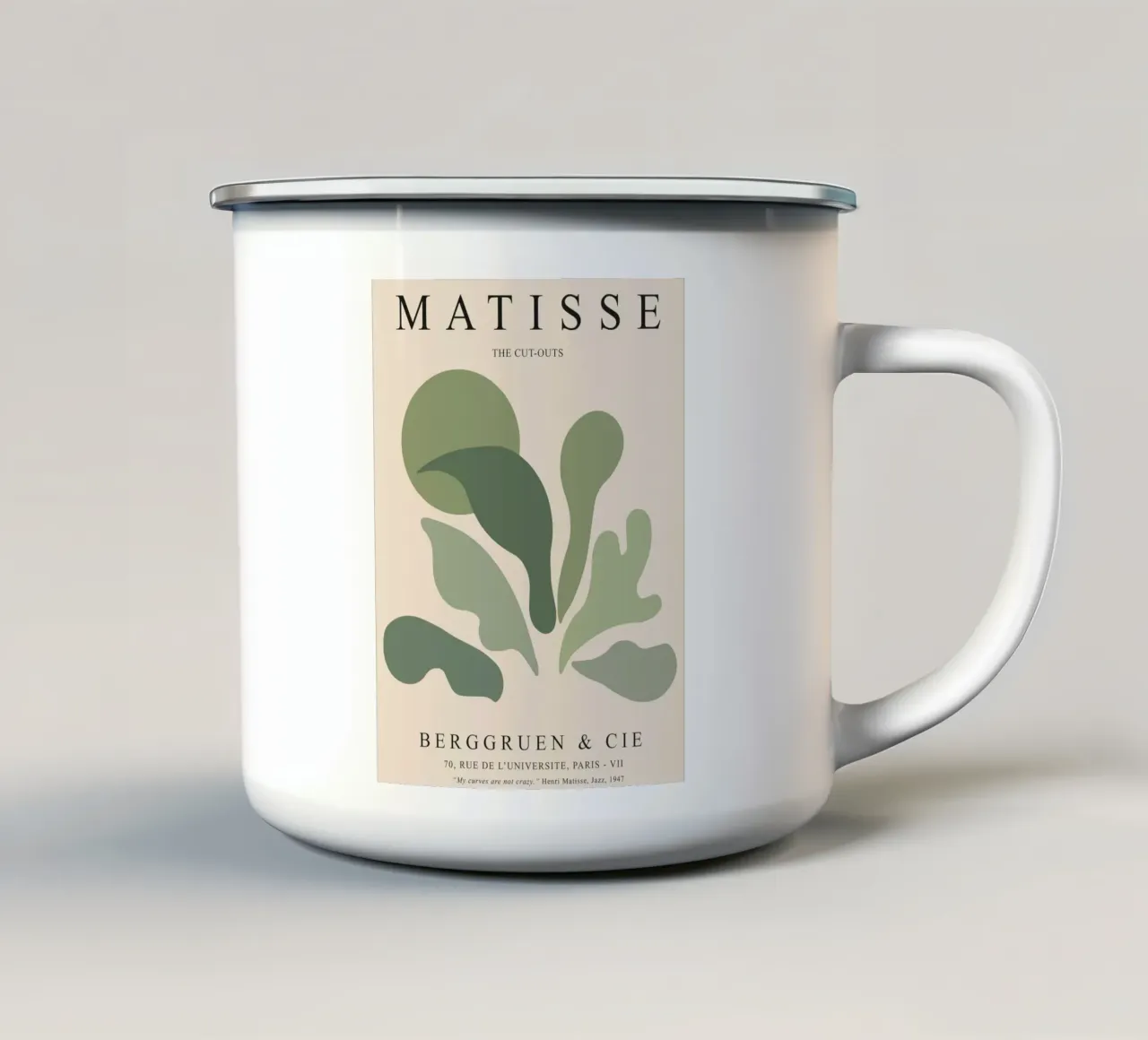 Forme organiche - Design di ispirazione matissiana tazza in smalto da Whole©