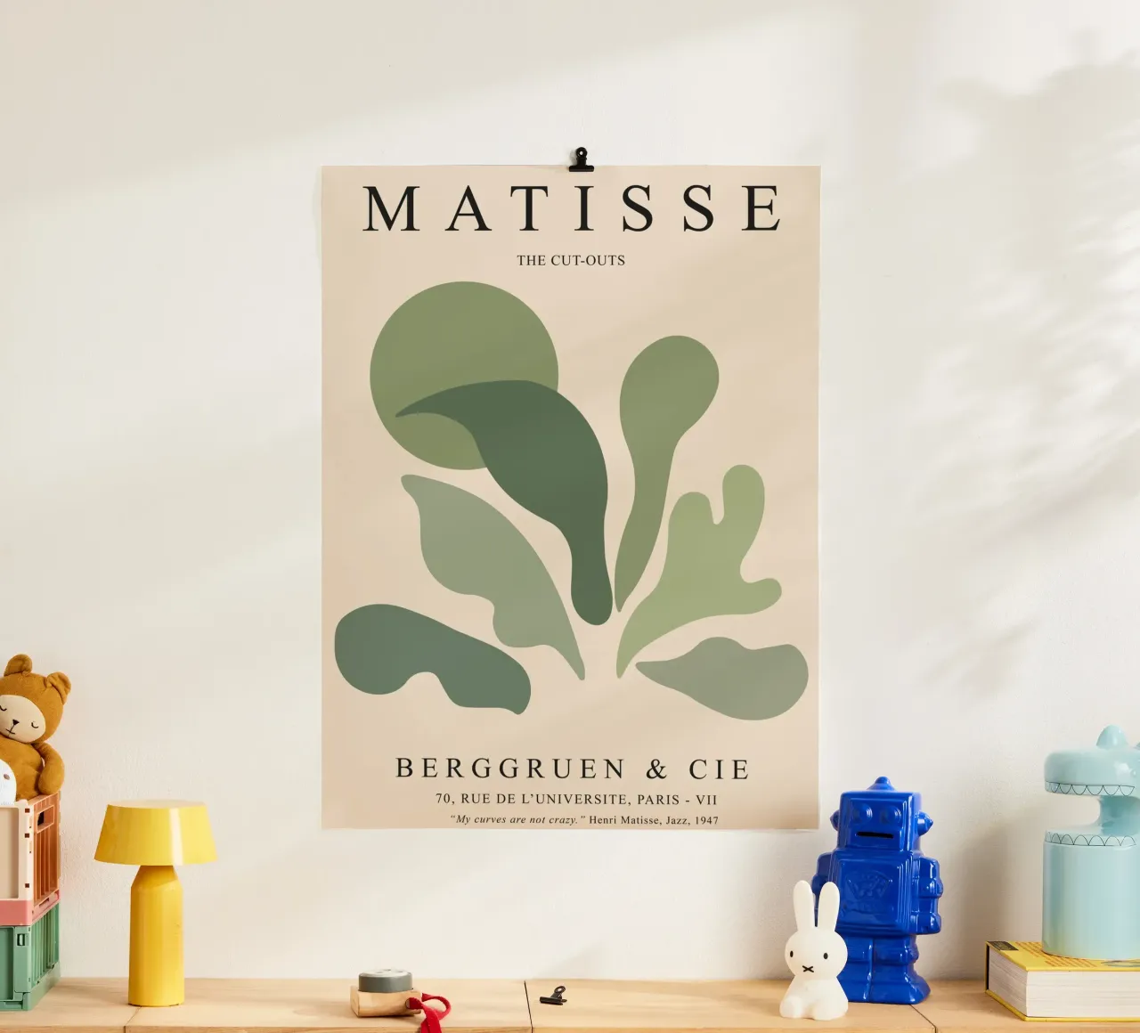 Forme organiche - Design di ispirazione matissiana poster con telaio in legno da Whole©
