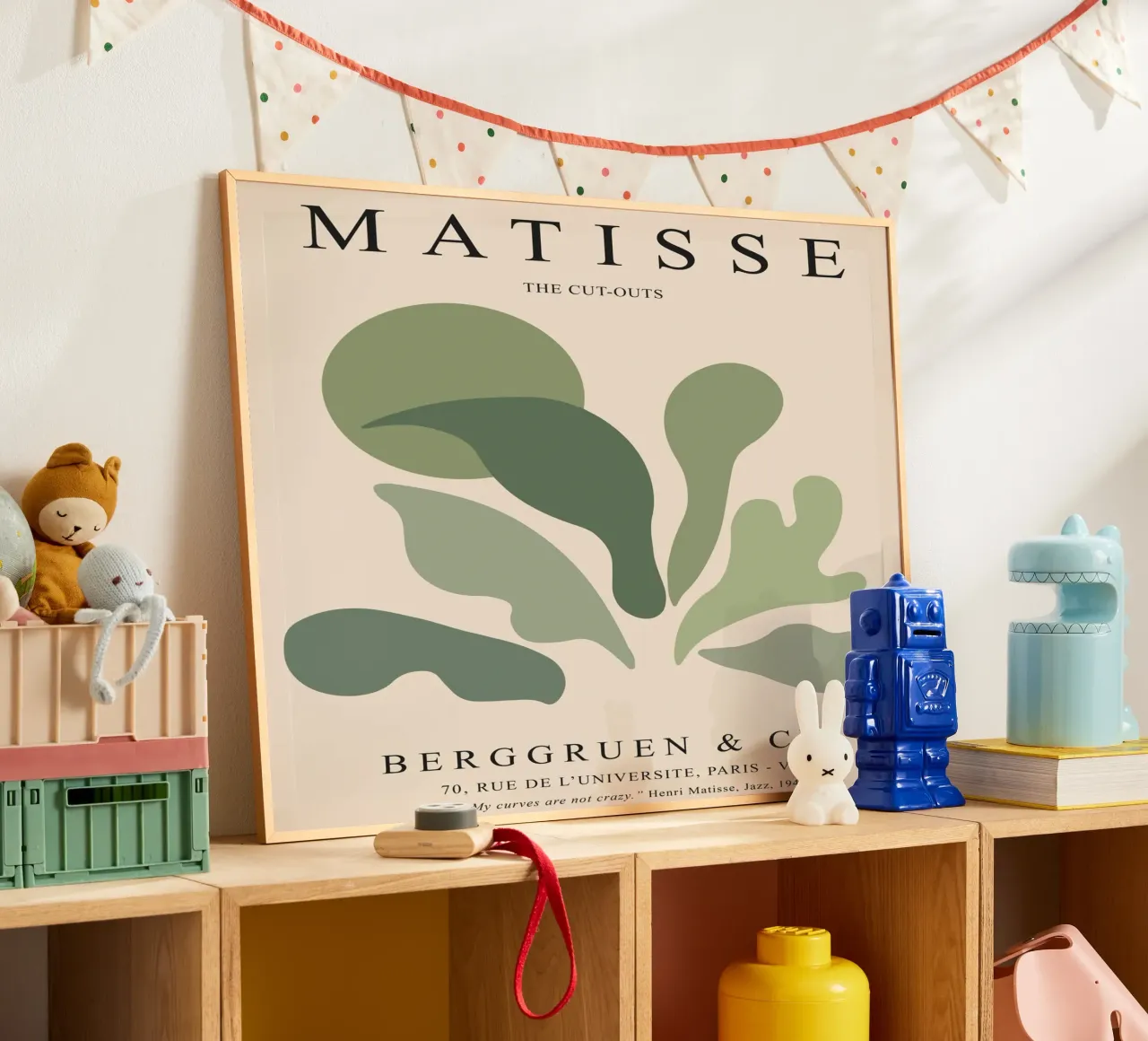 Forme organiche - Design di ispirazione matissiana poster con telaio in legno da Whole©