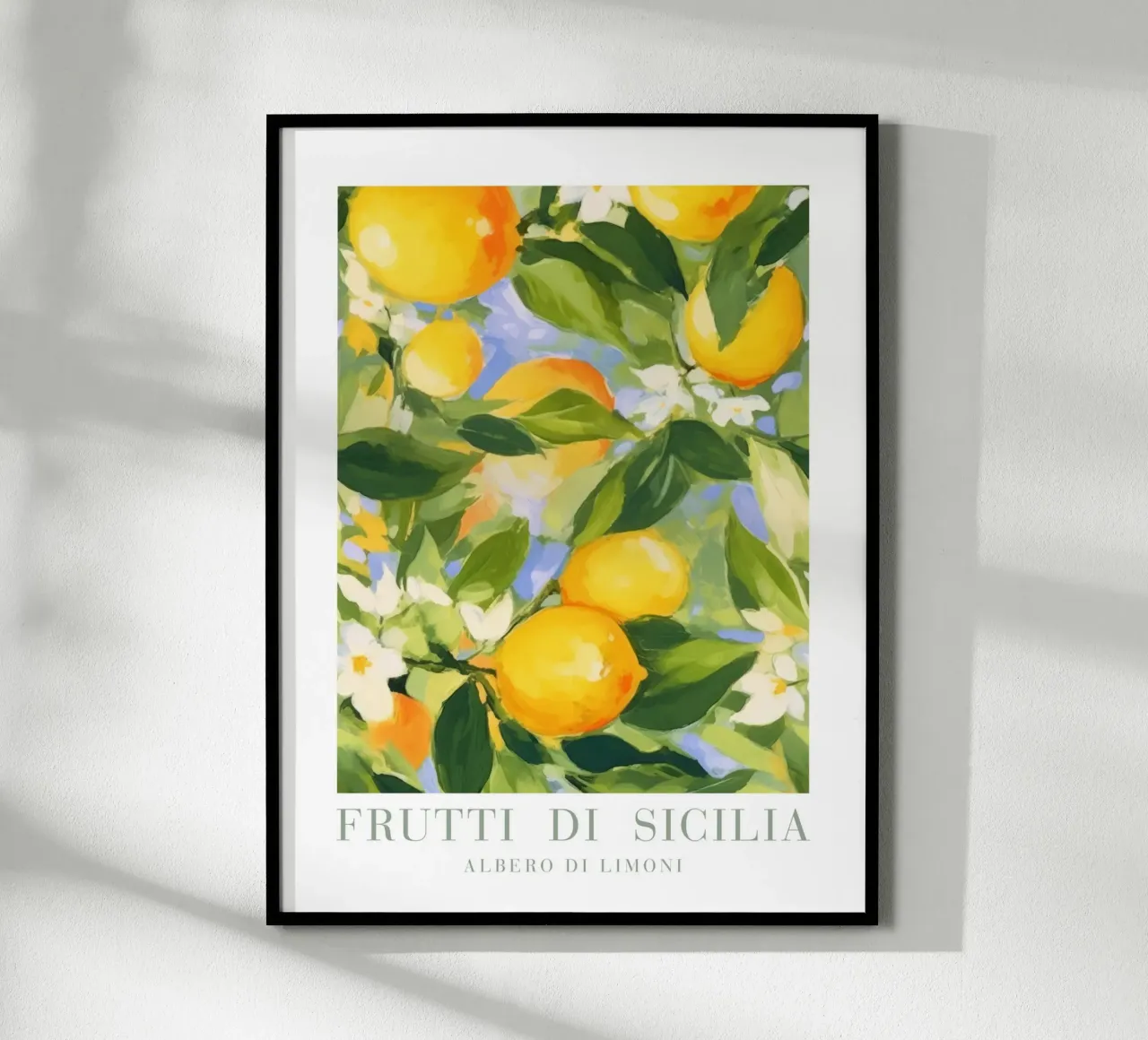 Zitrone Druck Italien Wandkunst Poster mit Kunststoffrahmen von Bella Studio