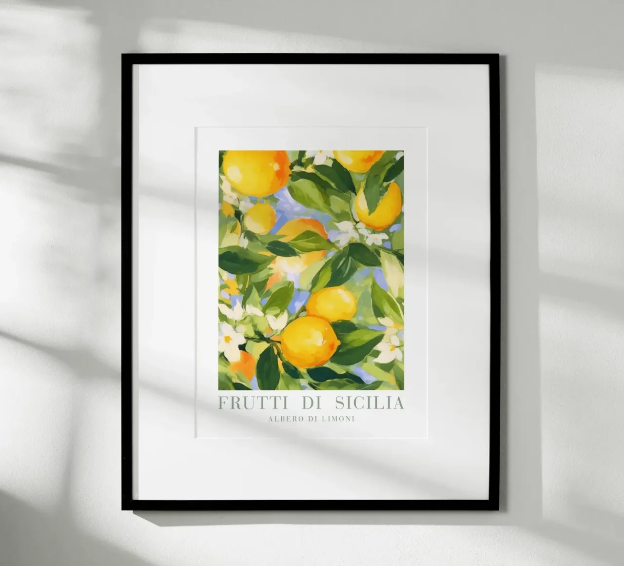 Zitrone Druck Italien Wandkunst Poster mit Kunststoffrahmen von Bella Studio